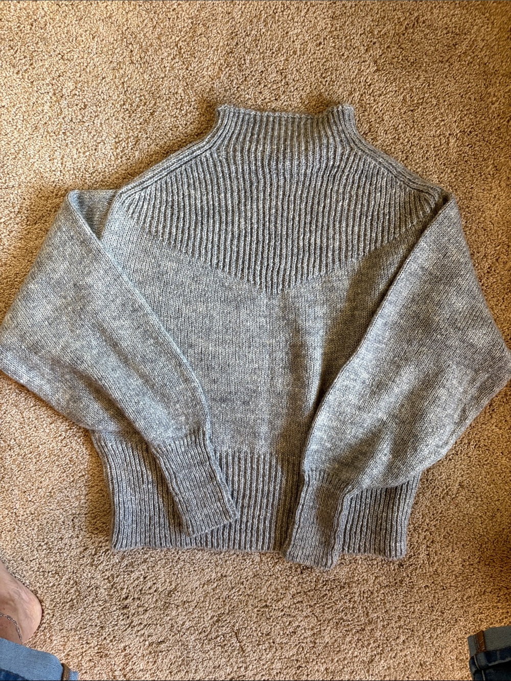 Zenana Outfitters Ribbed Mock Neck Sweater - Gray